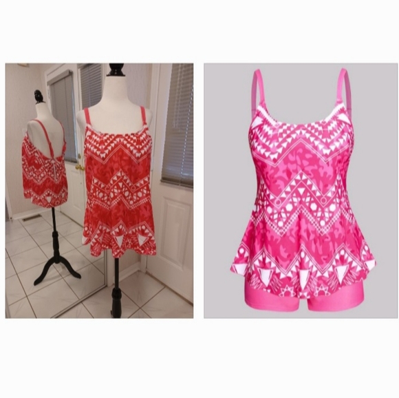 Rosegal Other - Pink & White Tankini Swimsuit - Size 3X